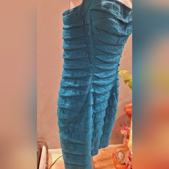 Aidan Mattox aqua blue stappy shimmery dress. - Picture 7 of 11